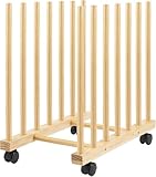 Mobile Wooden Art Storage Rack On Wheels - Easy Rolling Stand For Canvases, Drawing Boards, Prints & Framed Artwork Display
