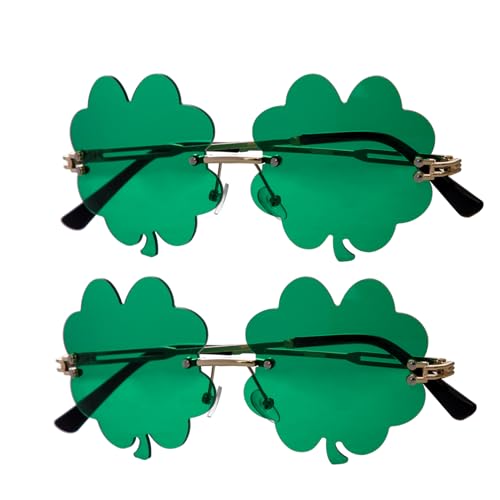 Hamiutci St. Patrick's Day Shamrock Glasses, Green Clover Sunglasses Irish Party Leprechaun Costume Eyeglasses Saint Patrick Gift Eyewear Dressing-up Favor Accessories (C1718-Green-2 Pack)