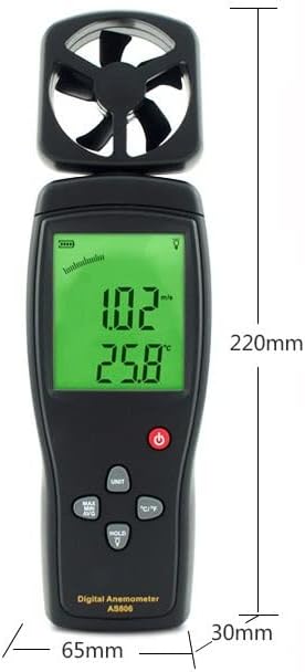 Anemometer Handheld, Digital LCD Backlight Wind Speed Meter Gauge, Air Flow Velocity Measurement Thermometer for Measuring Wind Speed