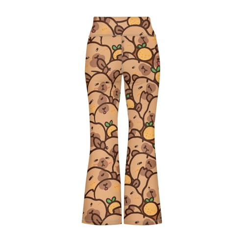 Image of Girls Leggings Floral Print High-Waisted Flared Pants 5-14 Years