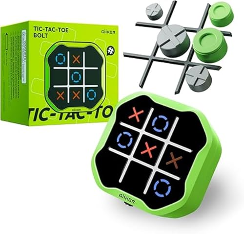 GiiKER Tic Tac Toe Bolt-Spiel Original 3-in-1-Handheld-Puzzle-Spielkonsole tragbare Reisespiele Brettspiele für Kinder und Erwachsene Geburtstagsgeschenke für Kinder ab 3 Jahren (Green)