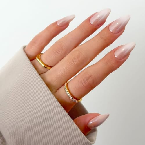 Glamnetic Press On Nails - Medium Almond, Glazed Fake Nails 30 Pc Full Kit