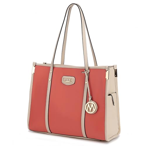 MKF Collection Bolsa de ombro feminina, bolsa feminina de couro PU – Bolsa de mão com alça superior bolsa moderna da Mia K, Pêssego marfim