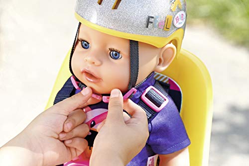 BABY born 830055 Fahrradhelm, Glitzer-Puppenhelm in silber und gelb für 43cm Puppen mit rosa Kinnriemen – Bild 5