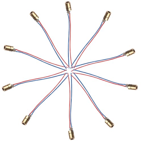 Funsto - Laser Diodes 5mW 650 nm Diodo RED Dot Laser Diod Circuit 5V 5mW 650nm Module Pointer Sight Copper Head 10pcs