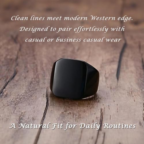 Image of Signet Biker Rings Solid Polished Stainless Steel Ring for Men Size 7-15,Black Gold Silver Great Gift