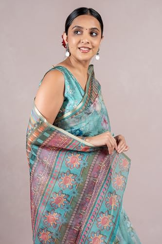Image of MIRCHI FASHION Saree for Woman Organza Floral Printed | Lightweight Elegant Traditional Sari with Matching Blouse Piece