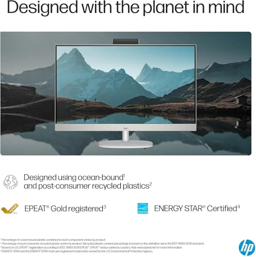 Image of HP 27 inch Touchscreen All-in-One Desktop PC - 27 inch FHD Anti-Glare Display, Intel Ultra 7 155U (12-Core), Adjustable Height Stand, FHD IR Camera, Windows 11 Pro, 16GB DDR5 | 1TB SSD