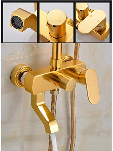 Ensemble de douche or en aluminium spatial avec pommeau de douche fixe et main - 6