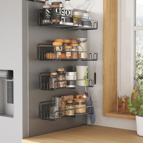 Ornestia 浴室用ラック マグネット キッチンラック兼用 風呂場 磁石壁掛け 穴開け不要 冷蔵庫 洗濯機 電子レンジ キッチン収納 省スペース収納ラック4 個セット