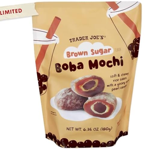 Trader Joe’s Brown Sugar Flavor Boba Mochi 6.35oz (180g) – Pack of 2 – Chewy Rice Cakes with Brown Sugar Boba Filling – Gluten-Free Asian-Inspired Snack