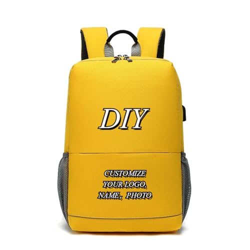Mochila Personalizada Gran Capacidad Mochila Hombre Mochila Portátil Impresión Personalizada Adolescente Colegio Niños Niñas Mochila Estudiante Gold,15 Inches