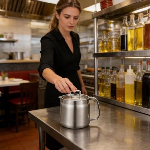 Olla de filtro de cocina en acero inoxidable pulido con soporte anticaída 5