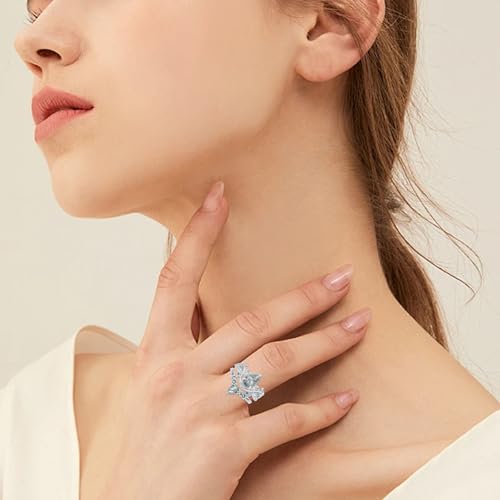 Natural Moss Agate Ring for Women 2CT Oval/Pear/Kite Cut 2 Pieces Engagement Ring Set 10K/14K/18K Solid Gold/Sterling Silve Personalized Wedding Leaf Vintage Bridal Promise Ring for Women 5