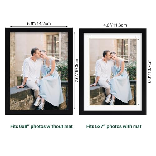 EYMPEU Czarne ramki na zdjęcia, 20 x 15 cm, z matą lub 20 x 15 cm, bez maty, ramki na zdjęcia ze stojakiem na blat lub ścianę, pojedyncze