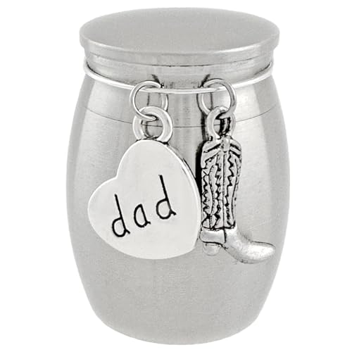 Small Dad Cowboy Boot Urn Western Memorial Cremation Ashes Holder Container for Loss of Father Heavyweight Stainless Steel