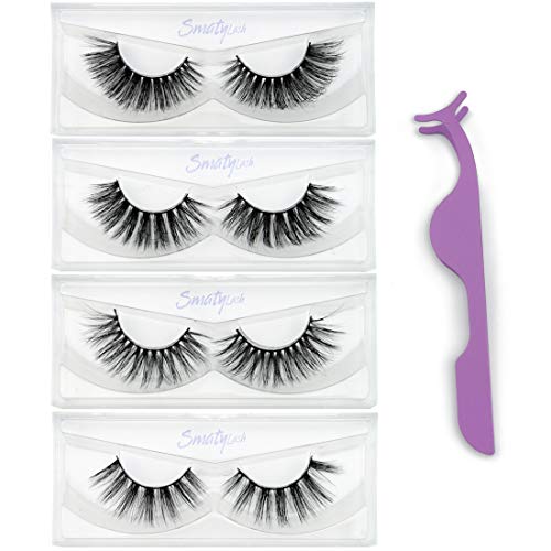 Eyelashes 3D Mink Lashes 3D Milk EyeLashes 17mm to 20mm False Eyelashes 100% Real Siberian Natural Eyelashes Luxury Reusable Handmade Fake Eyelashes 4 Pairs