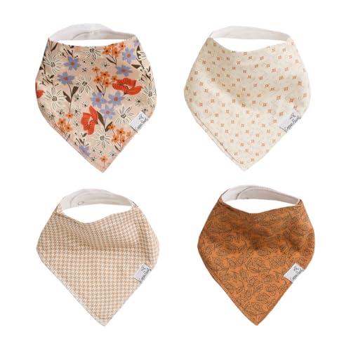 Image of Copper Pearl 4 Pack Soft Cotton Baby Bibs for Drooling and Teething, Absorbent Drool Bibs for Baby Girl and Boy, Adjustable to Fit Newborns to Toddlers, Tons of Styles (Eden)