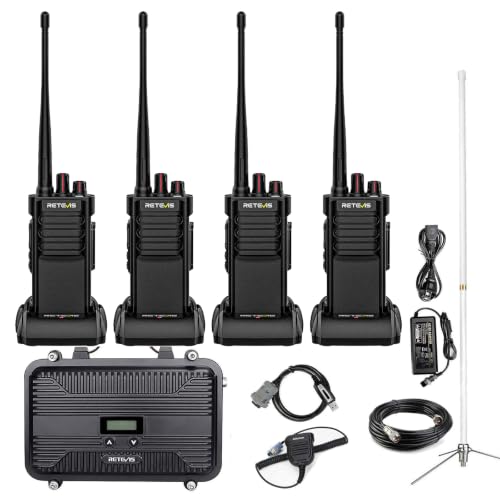Image of Retevis RT29G Constuction Walkie Talkies Long Range with Repeater Kit,4Pack