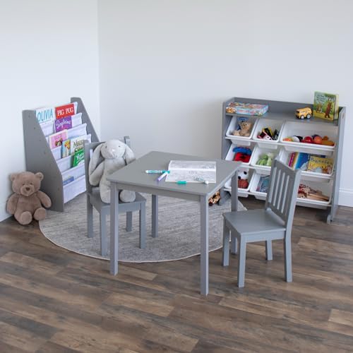 Image of Humble Crew Toddler Table and Chair Set for Kids, Wood Activity Furniture | Sturdy 3 piece playroom or bedroom desk, perfect size for crafts, snacks, homework, and learning, includes 2 matching seats