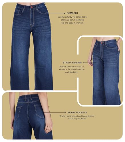 Image of i'sol Jeans for Women | Baggy Jeans for Women High Waist | Wide Leg Jeans for Woman | Bell Bottom Jeans