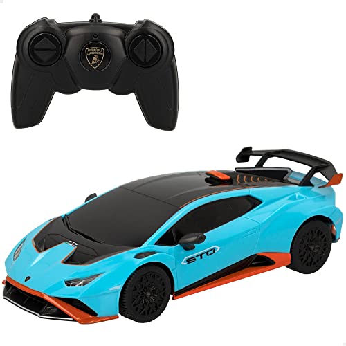 ColorBaby - Coche teledirigido Lamborghini Huracán STO, radiocontrol, Azul con Negro Escala 1:24, para niños y para Adultos, Juguetes para niños teledirigidos (46987)