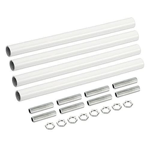 MECCANIXITY 4-Pack White M10 Threaded Extension Rods for Pendant &amp; Chandeliers, 7.87" Long, Easy Install, No Tools Needed