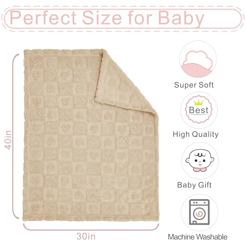 image for Yurhap Fleece Baby Blanket Heart Checkered, Ultra Soft Cozy Baby Blank