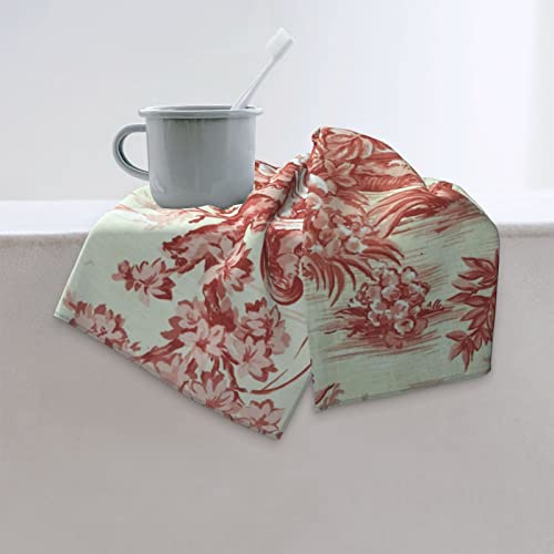 French Country Red Toile Towels,Hand Towels For Bathroom,Soft Small Bath Towel Kitchen Dish Towel,Washcloths For Bath, Pool And Guest Use Multicolor 30*70Cm #TOP7