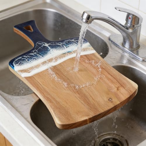 Tabla para Cortar Cocina Madera Acacia Azul 36x21 cm miniatura 7