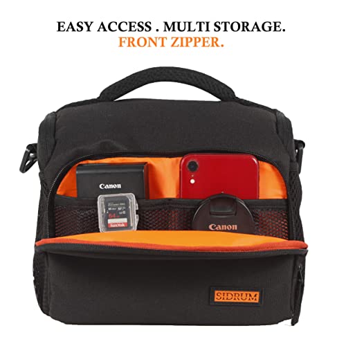 Image of Polyester WF-16 Camera Bag - DSLR Case with Adjustable Shoulder Strap & Rain Cover - for Nikon, Canon, Sony and All DSLR Cameras - Water Resistant - Anti Shock (Orange-Interior)