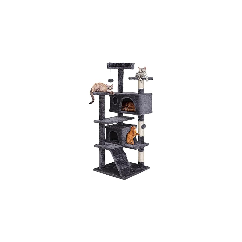 54in-Cat-Tree-Tower-for-Indoor-Cats-Multi-Level-Cat-Condo-Cat-Bed-Furniture-with-Scratching-Post-Kittens-Activity-Center