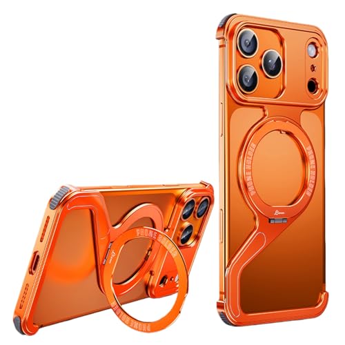 Coque iPhone 17 Pro Max Z-Frame Orange en Aluminium avec Support Rotatif MagSafe