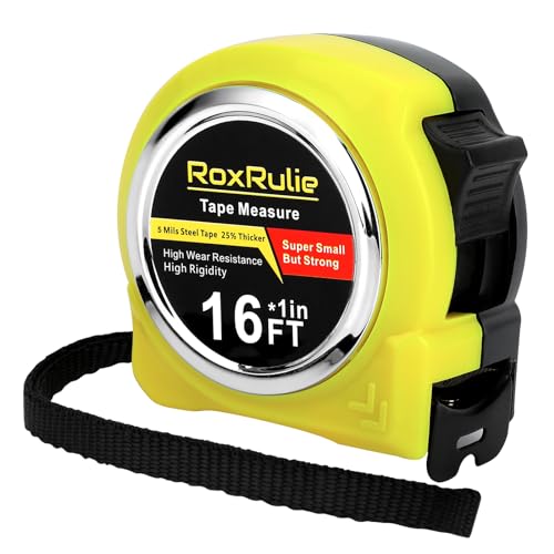 RoxRulie Tape Measure with Fractions 1/8, Measuring Tape 16 FT, 1 Inch/25mm Wide Blade Measurement Tape, Easy Read, Small, Local Design with Fractional Read, Great for Around The House and Carpenter