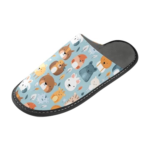 Animal Lion Fuzzy Slippers Soft Home Bedroom Slippers for Women Men House Shoes