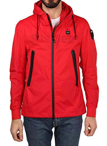 Nylon stretch effetto tecnico Blauer Giubbini Corti Sfoderato Giacca, 547 Rosso Vivo, XL Uomo