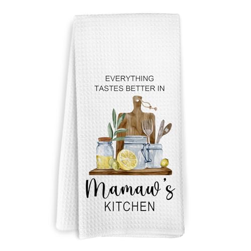 KFXHANGD Mamaw Gifts Kitchen Towels, Mamaw Gifts for Grandma, Mothers Day Birthday Gift for Grandma from Granddaughter, Grandmas Decorative Hand Tea Towels for Kitchen Bathroom, 16x24 Inch