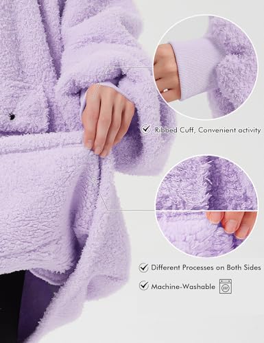 Image of KFUBUO Sherpa Wearable Blanket Hoodie Adult Oversized Sweatshirt Blanket Gifts for Women