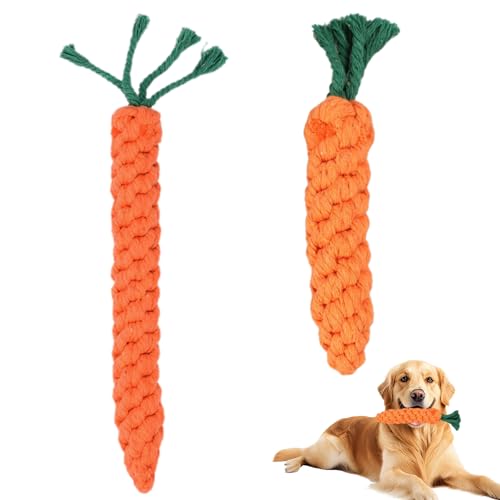 CLDURHGE giochi per cani interattivi 2 pezzi, giocattoli a forma di carota per cuccioli e cani adulti 36cm e 22cm, corde resistenti arancioni per masticazione e gioco tira e molla in casa e all’apert