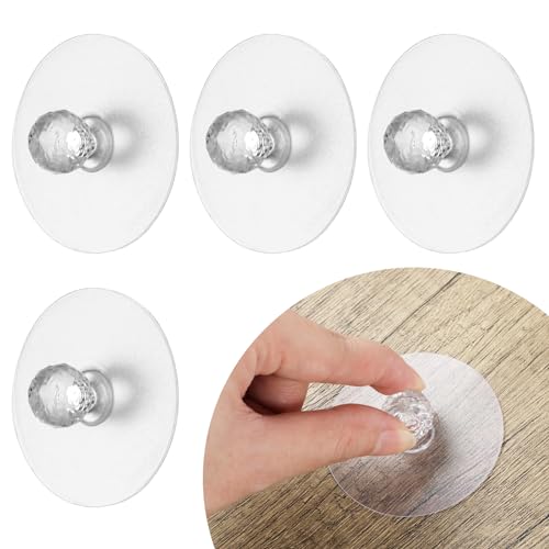 Ptwola 4 Pcs Cabinet Drawer Pull Knobs Self Adhesive No Drill Clear Acrylic Crystal Diamond Shaped Pulls Handles for Wardrobe Kitchen Cupboard Bookcase Window Dresser Furniture Door Bathroom - Image 7