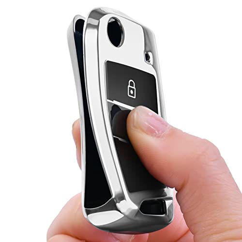 OATSBASF Car Key Cover Compatible with VW,Car Key Case for VW Golf 7 Polo Skoda Seat TPU Silicone 3 Buttons Box (Silver) - Image 5