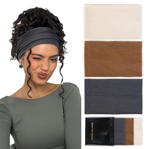 Huachi Wide Women's Headbands - Non-Slip Thick Fashion Boho Elastic Hair Bands for Workout, Running, and Working