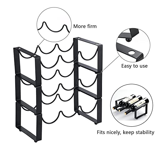 Scdgrw Wine Racks Countertop 3 Tier Stackable Wine Rack Tabletop Metal Wine Storage Stand, Cabinet Wine Holder Wine Storage Shelf, Hold 9 Wine Bottles, Bottle Storage Racks Fit Bar, Cabinet #TOP2