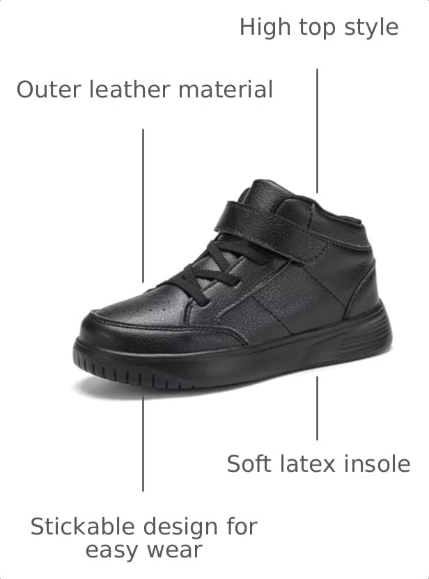 Image of Kids Sneakers Boys Running Shoes Girls High Top Casual Lightweight Classic Adjustable Strap Sneakers