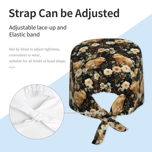 Image of Working Cap Scrub Cap with Sweatband | Adjustable Nurse Surgical Caps, for Men Women, Tie Back Hat