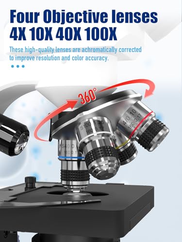Image of VITANO Microscope for Adults with 40X-2500X Magnification, Dual-View Lab Trinocular Compound Microscope with 7''Screen, Double Layer Mechanical Stage, Dual Illumination, Built in Camera (Blue)