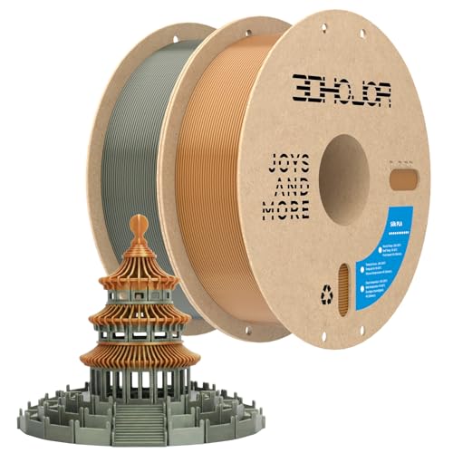 3DHoJor Silk PLA Filament 1.75mm, PLA Filament 1.75mm Silk Shiny 3D Printer Filament, 1kg*2 Cardboard Spool, Dimensional Accuracy +/- 0.03 mm, Fit Most FDM Printer(Copper+Bronze)