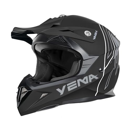 Image of YEMA Adults Dirt Bike Helmets, Ventilated Motocross ATV Dirtbike Offroad BMX MX Helmets, DOT Approved Motorcycle Helmets, YM-915, Black
