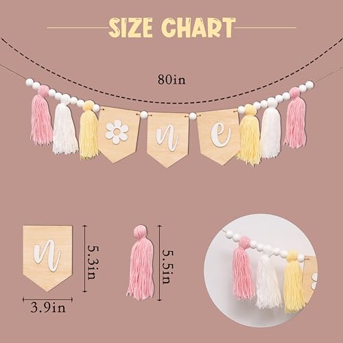 Daisy High Chair Garland,1st Birthday High Chair Banner Girl,One Groovy Birthday Decorations,Yarn Tassel Garland One Year Cake Smash Two Groovy Party Retro Daisy by Vgaruint - Image 2