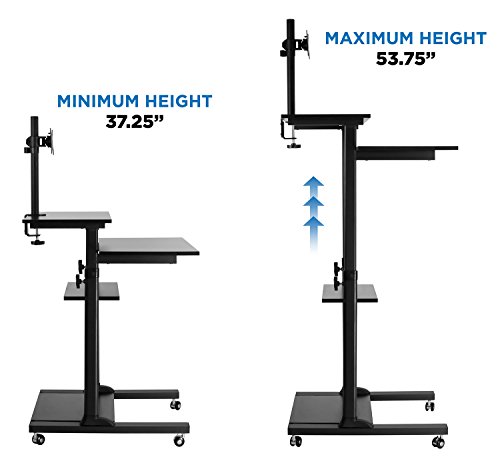 Mount-It! MI-7942B Mount-It Mobile Stand Up Desk / Height Adjustable Computer Work Station Rolling Presentation Cart thumb #5